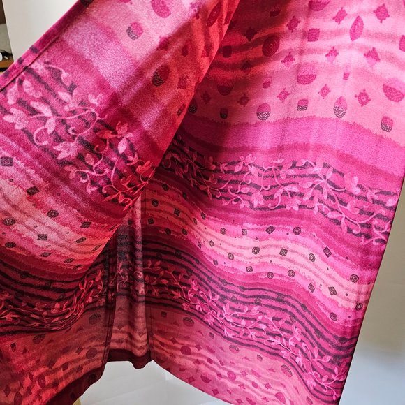 Petite Sophisticate Straight Wrap-around Burgundy and Pink Skirt - Size 10 - Picture 2 of 5